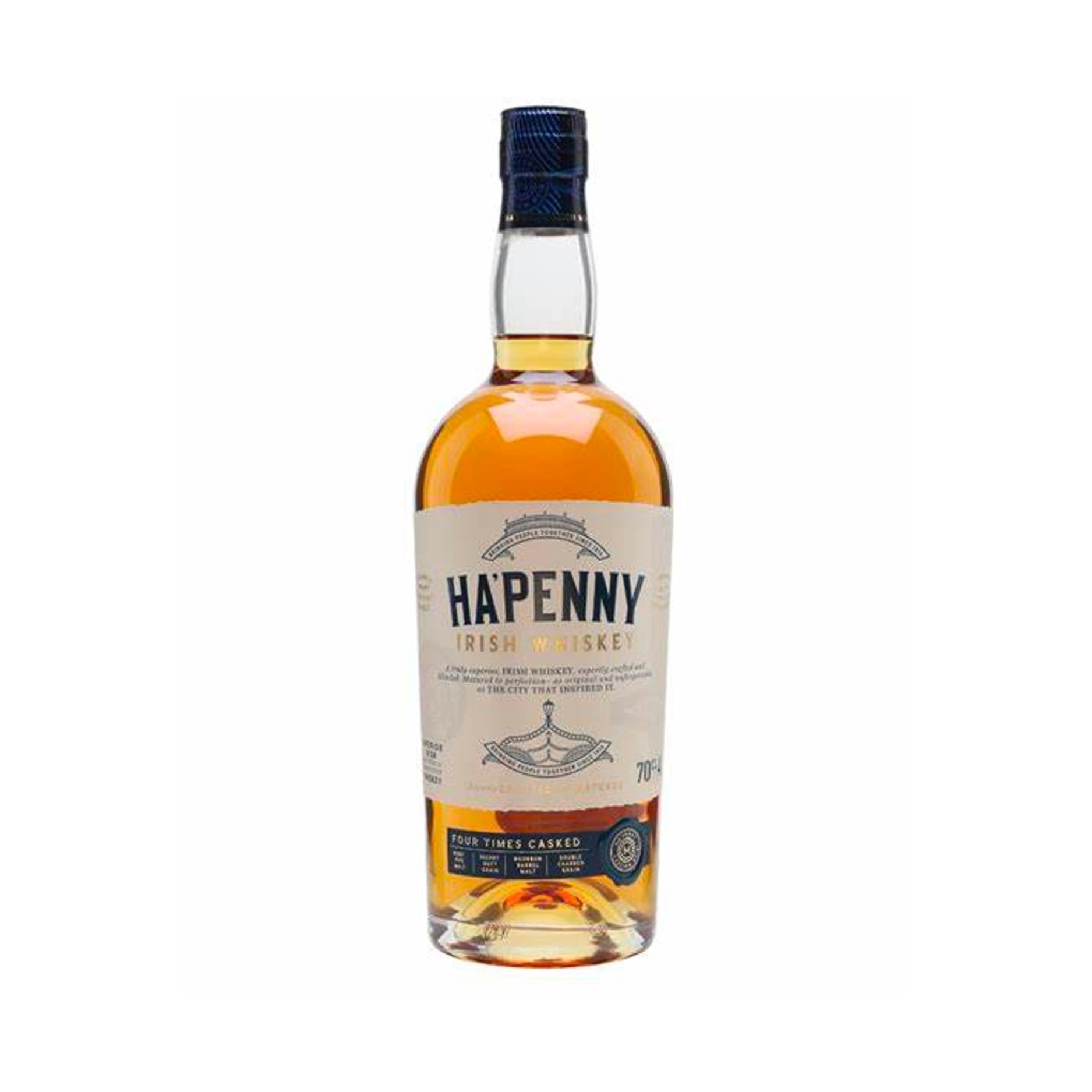 HA'PENNY IRISH WHISKEY FOUR TIMES CASKED