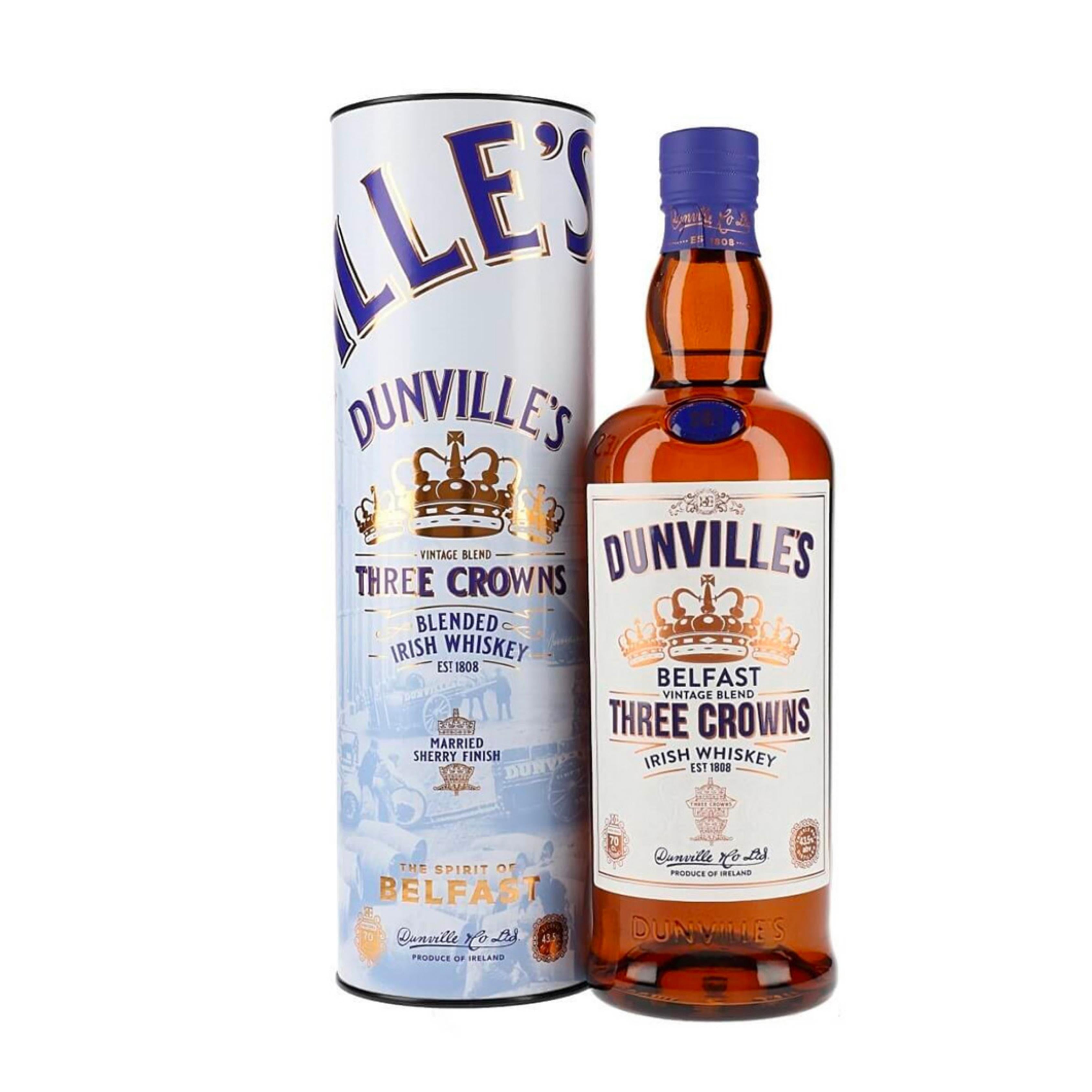DUNVILLE'S THREE CROWNS IRISH WHISKY    