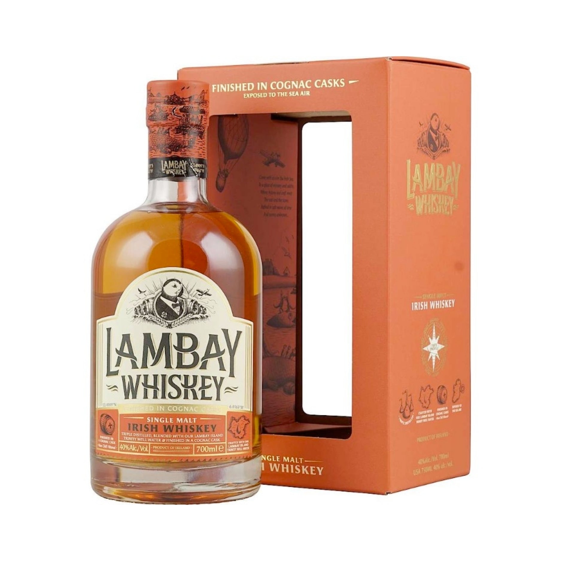 LAMBAY SINGLE MALT IRISH WHISKEY/COGNAC 