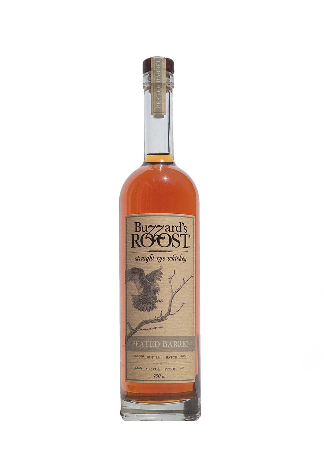 BUZZARDS ROOST PEATED BARREL RYE WHISKEY