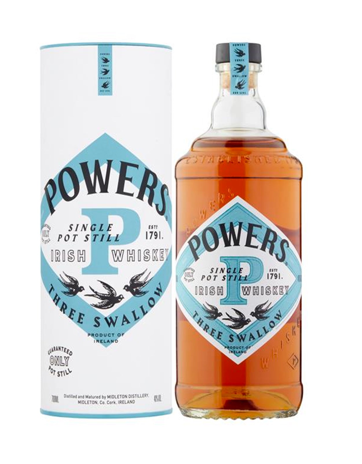 POWERS THREE SWALLOW IRISH WHISKEY      